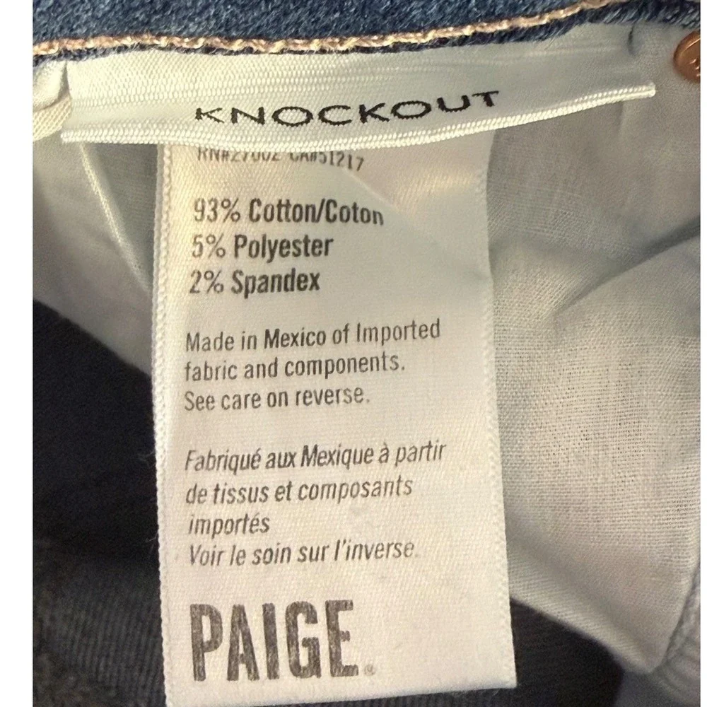 PAIGE Knockout Jolene High Rise Straight Leg Jeans Princess Blue 00 Flaunt Denim